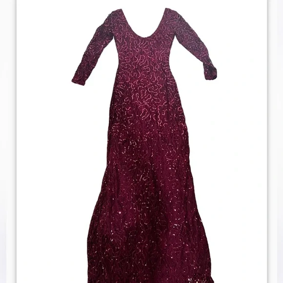 Blu Sage Burgundy Sequin gown - Picture 4 of 9